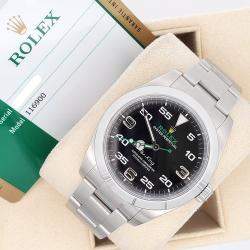 Pre Owned Rolex Air King 116900 Automatic Black Stainless Steel Men's Wristwatch 40 mm