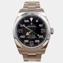 Pre Owned Rolex Air King 116900 Automatic Black Stainless Steel Men's Wristwatch 40 mm