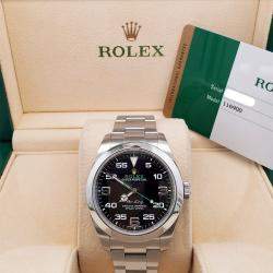 Pre Owned Rolex Air King 116900 Automatic Black Stainless Steel Men's Wristwatch 40 mm