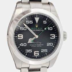 Pre Owned Rolex Air King 116900 Automatic Black Stainless Steel Men's Wristwatch 40 mm