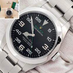 Pre Owned Rolex Air King 116900 Automatic Black Stainless Steel Men's Wristwatch 40 mm