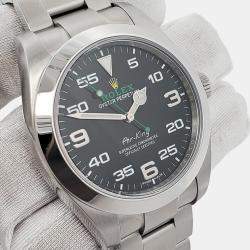 Pre Owned Rolex Air King 116900 Automatic Black Stainless Steel Men's Wristwatch 40 mm