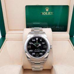 Pre Owned Rolex Air King 116900 Automatic Black Stainless Steel Men's Wristwatch 40 mm