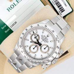 Pre Owned Rolex Cosmograph Daytona 116520 Automatic White Stainless Steel Men's Wristwatch 40 mm