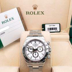 Pre Owned Rolex Cosmograph Daytona 116520 Automatic White Stainless Steel Men's Wristwatch 40 mm