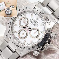 Pre Owned Rolex Cosmograph Daytona 116520 Automatic White Stainless Steel Men's Wristwatch 40 mm