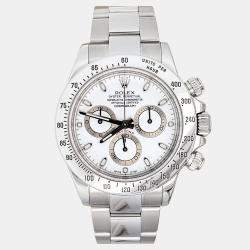 Pre Owned Rolex Cosmograph Daytona 116520 Automatic White Stainless Steel Men's Wristwatch 40 mm