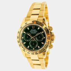 Pre Owned Rolex Cosmograph Daytona 116508 Automatic Green 18K Yellow Gold Men's Wristwatch 40 mm