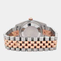 Pre Owned Rolex Datejust 116201 Automatic White 18K Rose Gold Stainless Steel Men's Wristwatch 36 mm