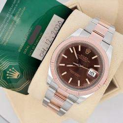 Pre Owned Rolex Datejust 126331 Automatic Chocolate 18K Rose Gold Stainless Steel Men's Wristwatch 41 mm
