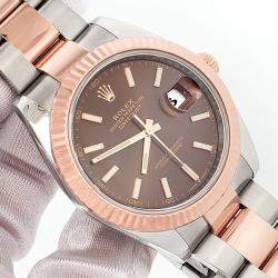 Pre Owned Rolex Datejust 126331 Automatic Chocolate 18K Rose Gold Stainless Steel Men's Wristwatch 41 mm