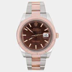 Pre Owned Rolex Datejust 126331 Automatic Chocolate 18K Rose Gold Stainless Steel Men's Wristwatch 41 mm