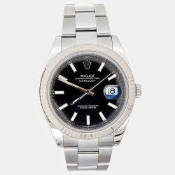 Pre Owned Rolex Datejust 126334 Automatic Black Stainless Steel Men's Wristwatch 41 mm