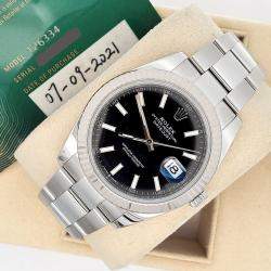 Pre Owned Rolex Datejust 126334 Automatic Black Stainless Steel Men's Wristwatch 41 mm