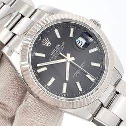 Pre Owned Rolex Datejust 126334 Automatic Black Stainless Steel Men's Wristwatch 41 mm