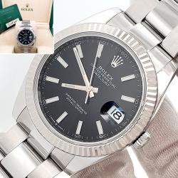 Pre Owned Rolex Datejust 126334 Automatic Black Stainless Steel Men's Wristwatch 41 mm