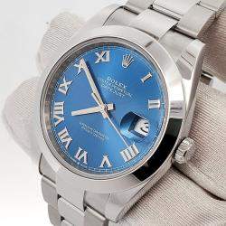 Pre Owned Rolex Datejust 126300 Automatic Blue Stainless Steel Men's Wristwatch 41 mm