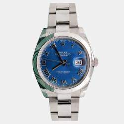 Pre Owned Rolex Datejust 126300 Automatic Blue Stainless Steel Men's Wristwatch 41 mm