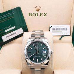 Pre Owned Rolex Datejust 126300 Automatic Green Stainless Steel Men's Wristwatch 41 mm