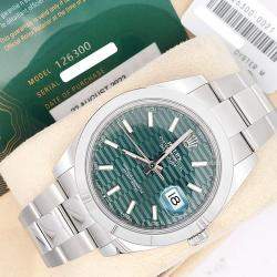 Pre Owned Rolex Datejust 126300 Automatic Green Stainless Steel Men's Wristwatch 41 mm
