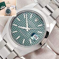 Pre Owned Rolex Datejust 126300 Automatic Green Stainless Steel Men's Wristwatch 41 mm