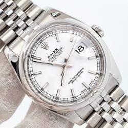Pre Owned Rolex Datejust 116200 Automatic White Stainless Steel Men's Wristwatch 36 mm