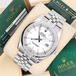 Pre Owned Rolex Datejust 116200 Automatic White Stainless Steel Men's Wristwatch 36 mm