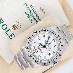 Pre Owned Rolex Explorer II 16570 Automatic White Stainless Steel Men's Wristwatch 40 mm
