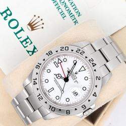 Pre Owned Rolex Explorer II 16570 Automatic White Stainless Steel Men's Wristwatch 40 mm