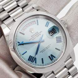 Pre Owned Rolex President Day-Date 228206 Automatic Ice Blue Platinum Men's Wristwatch 40 mm