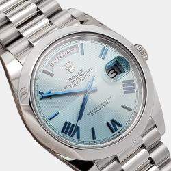 Pre Owned Rolex President Day-Date 228206 Automatic Ice Blue Platinum Men's Wristwatch 40 mm
