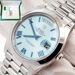 Pre Owned Rolex President Day-Date 228206 Automatic Ice Blue Platinum Men's Wristwatch 40 mm