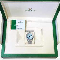 Pre Owned Rolex President Day-Date 228206 Automatic Ice Blue Platinum Men's Wristwatch 40 mm