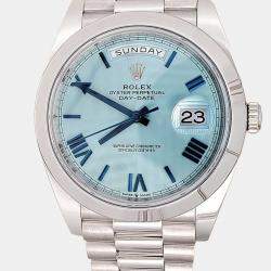 Pre Owned Rolex President Day-Date 228206 Automatic Ice Blue Platinum Men's Wristwatch 40 mm
