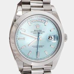 Pre Owned Rolex President Day-Date 228206 Automatic Ice Blue Platinum Men's Wristwatch 40 mm