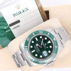 Pre Owned Rolex Submariner 116610LV Automatic Green Ceramic Stainless Steel Men's Wristwatch 40 mm