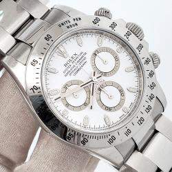 Pre Owned Rolex Cosmograph Daytona 116520 Automatic White Stainless Steel Men's Wristwatch 40 mm