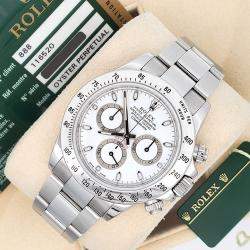 Pre Owned Rolex Cosmograph Daytona 116520 Automatic White Stainless Steel Men's Wristwatch 40 mm