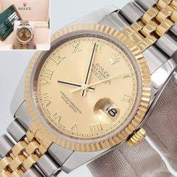 Pre Owned Rolex Datejust 116233 Automatic Champagne 18K Yellow Gold Stainless Steel Men's Wristwatch 36 mm