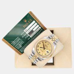 Pre Owned Rolex Datejust 116233 Automatic Champagne 18K Yellow Gold Stainless Steel Men's Wristwatch 36 mm