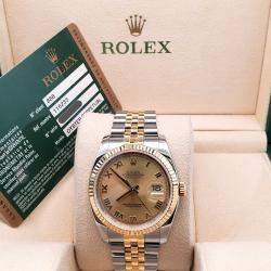 Pre Owned Rolex Datejust 116233 Automatic Champagne 18K Yellow Gold Stainless Steel Men's Wristwatch 36 mm