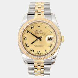 Pre Owned Rolex Datejust 116233 Automatic Champagne 18K Yellow Gold Stainless Steel Men's Wristwatch 36 mm