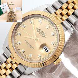 Pre Owned Rolex Datejust 126333 Automatic Champagne Diamond 18K Yellow Gold Stainless Steel Men's Wristwatch 41 mm
