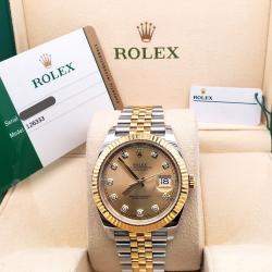 Pre Owned Rolex Datejust 126333 Automatic Champagne Diamond 18K Yellow Gold Stainless Steel Men's Wristwatch 41 mm