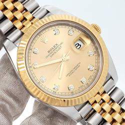 Pre Owned Rolex Datejust 126333 Automatic Champagne Diamond 18K Yellow Gold Stainless Steel Men's Wristwatch 41 mm