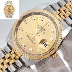 Pre Owned Rolex Datejust 116233 Automatic Champagne Diamond 18K Yellow Gold Stainless Steel Men's Wristwatch 36 mm