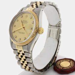 Pre Owned Rolex Datejust 16013 Automatic Champagne Diamond 18K Yellow Gold Stainless Steel Men's Wristwatch 36 mm