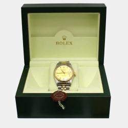 Pre Owned Rolex Datejust 16013 Automatic Champagne Diamond 18K Yellow Gold Stainless Steel Men's Wristwatch 36 mm