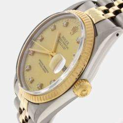 Pre Owned Rolex Datejust 16013 Automatic Champagne Diamond 18K Yellow Gold Stainless Steel Men's Wristwatch 36 mm