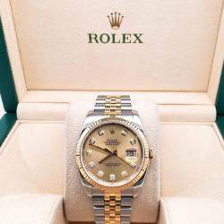 Pre Owned Rolex Datejust 116233 Automatic Champagne Diamond 18K Yellow Gold Stainless Steel Men's Wristwatch 36 mm